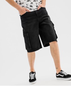 Bermuda en jean coupe cargo ample délavé homme